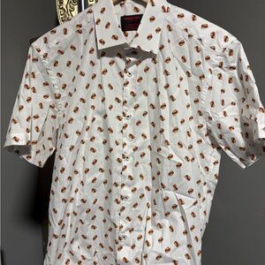 Jared Lang White button down men’s shirt with Bang Pattern size medium